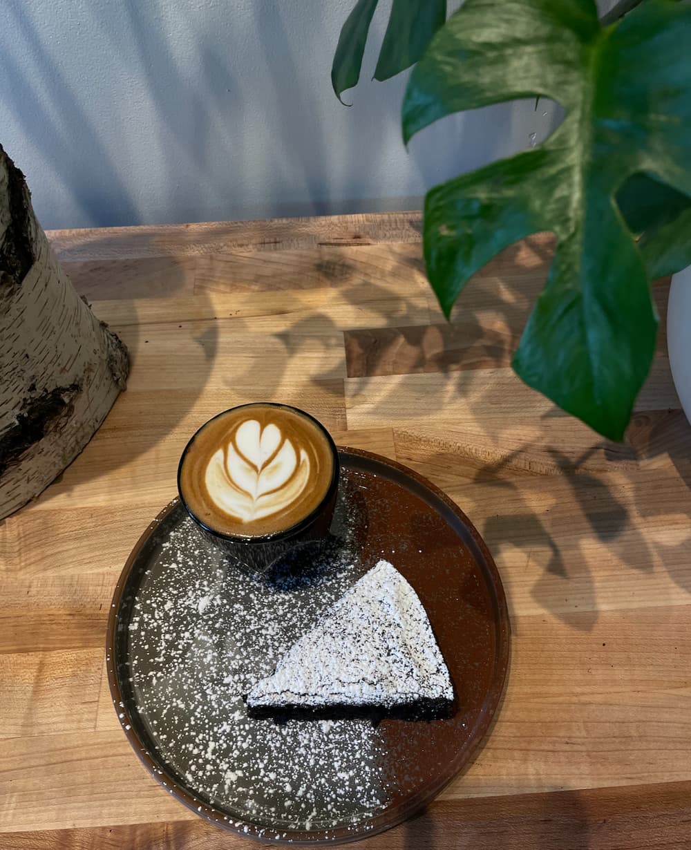 Cake and latte